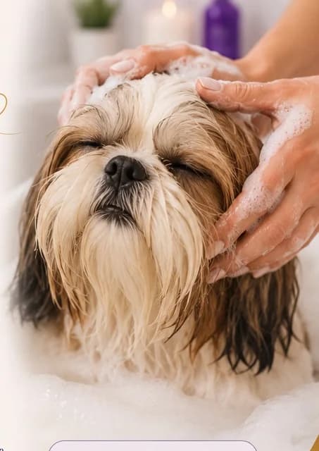 Shih Tzu relaxando durante o Banho SPA na Patinhas BF