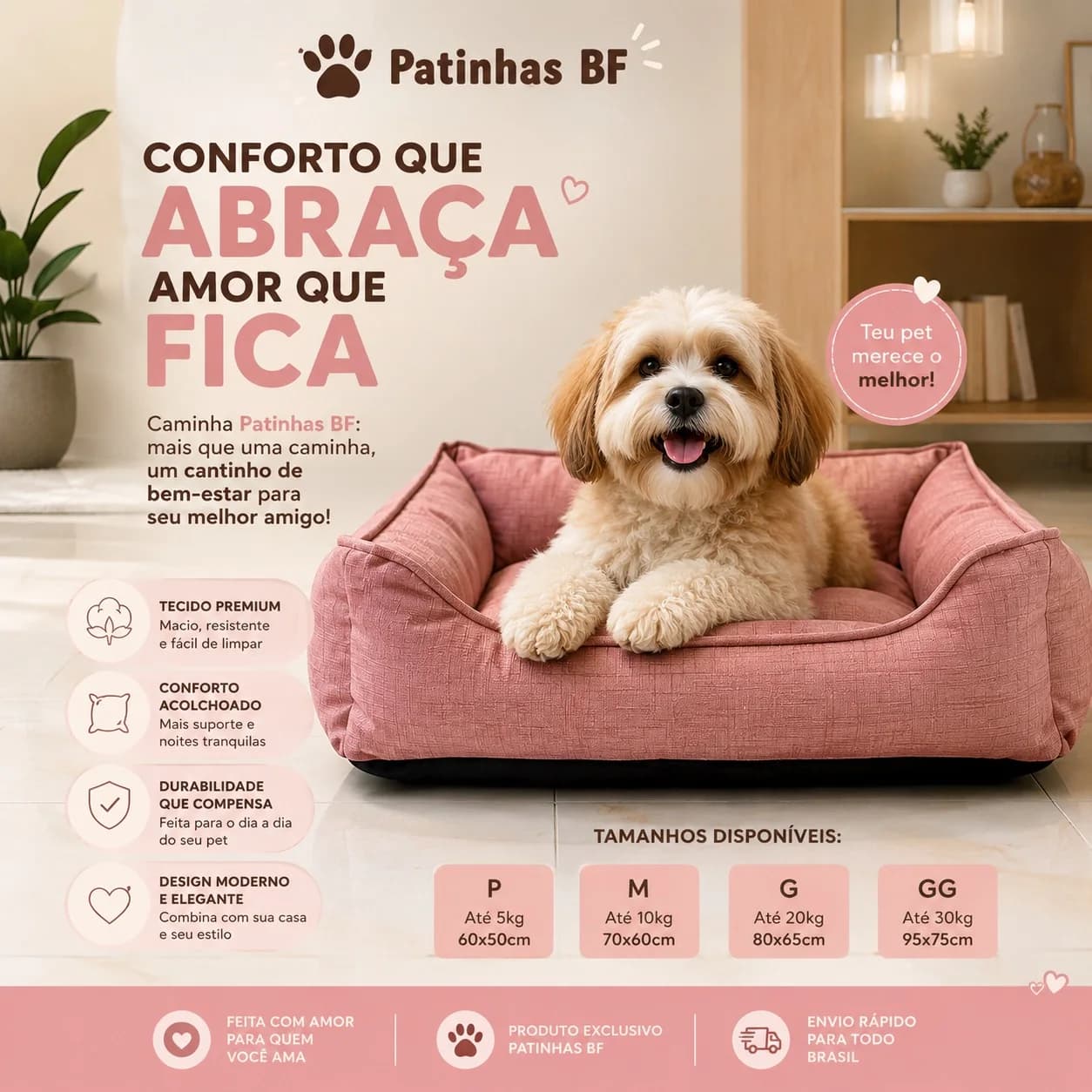 Caminha Patinhas BF rosa