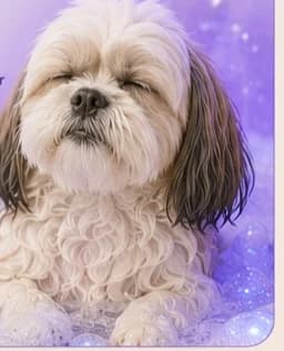 Shih Tzu relaxando sob a luz azul da cromoterapia