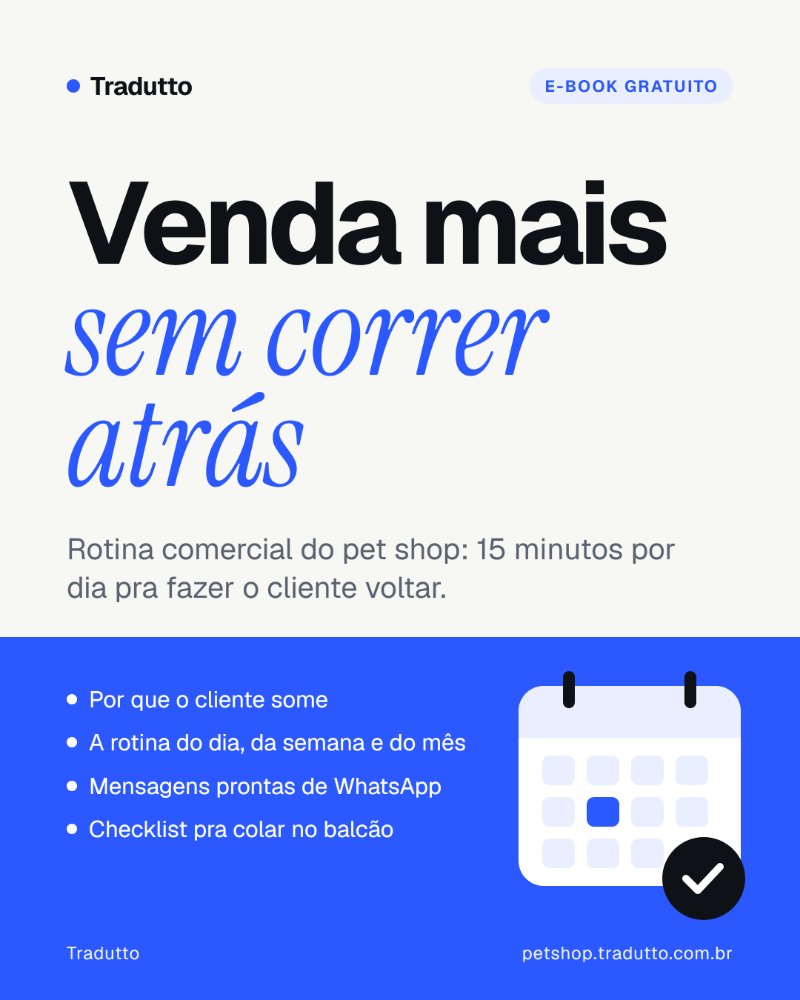 Capa do e-book Rotina comercial do pet shop: venda mais sem correr atrás